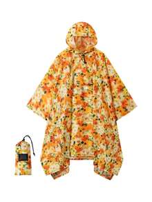 3-In-1 Multifunctional Hooded Rain Poncho For Adults With Neckline Buttons, Portable Raincoat With Pockets, Lightweight Rain Jacket For Women And Men Outdoor Activities