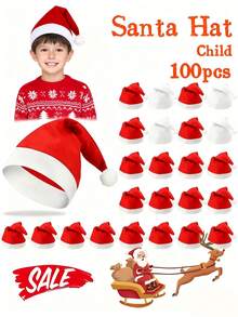 儿童帽子套装，传统红色圣诞帽，趣味家庭聚会圣诞活动装扮，圣诞风格礼物 - 彩色 - 查看 2