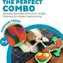 Outward Hound Fire Biterz Turtle Plush Firehose Material Interactive Dog Toy, Medium - MàuF - Xem 2
