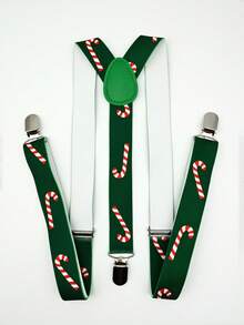 1set Men's Christmas Suspender & Bow Tie Set, Santa Ball, Reindeer, Candy Print Suspender & Bow Tie Set - Multicolor - View 12