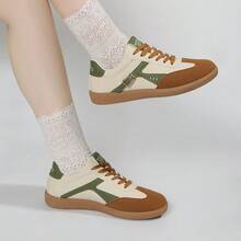 女士透气休闲平底运动鞋 - 綠色 - 查看 1