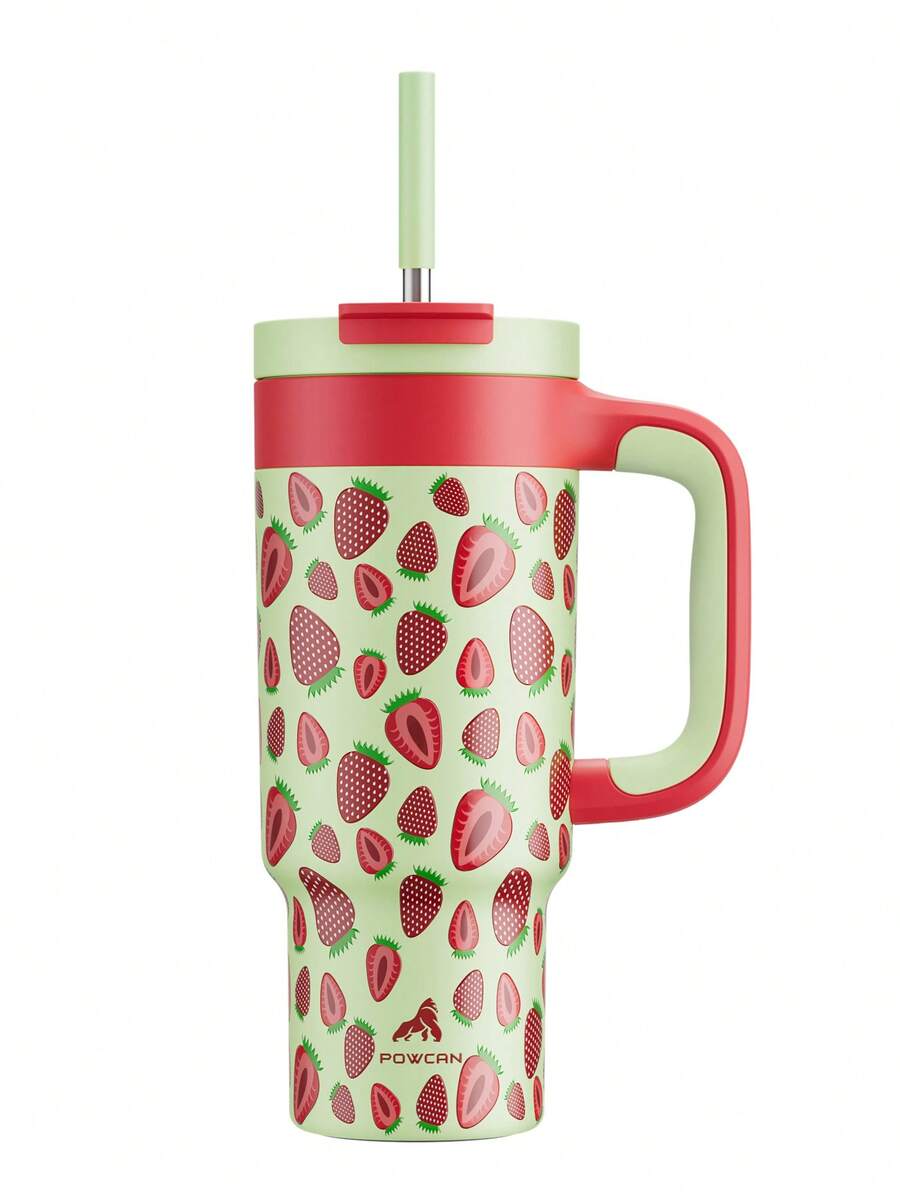 24oz Tumbler With Handle, Vacuum Insulated Stainless Steel Travel Mug And Straw, Vacuum Insulated Water Bottle, Insulated Cup, Reusable Stainless Steel Bottle - Keeps Drinks Cold Up To 24 Hours - Green - View 1