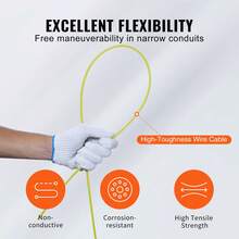 Fish Tape, 100 Ft, 3/16-Inch, Fiberglass Cable Guide With Enhanced Casing And Grip, User-Friendly Wire Routing Instrument, Bendable Wiring Aid For Walls And Electrical Ducts, Insulating - Orange - View 3