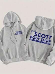 Winter Clothes For WomenWomen Oversized Casual Keith Scott Grey Hooded Sweatshirt With Letter Print, Suitable For Party And Gathering Graduation,Back To School,Graduation,Teacher,Back To School Pullover FallLoose And Comfortablechristmas Outfit Women Thanksgiving - Grey - View 1