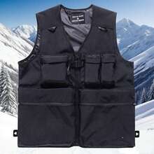 一件装女士滑雪服，滑雪/滑冰背心，男女通用，纯色，户外服装，防风，防水，轻便，保暖，透气，舒适，耐用，适合运动（不含配件） - 黑色 - 查看 2