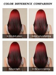 22 Inch Red Wig With Bangs For Women Long Straight Hair Wig Natural Festival Wigs Heat Resistant Multicolor Synthetic Wigs For Women Girl Gift Perfect Christmas Gift Cosplay Use - Red Ombre - View 9
