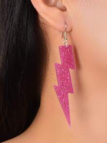 1 par de pendientes de gota de rayo de acrílico color rosa intenso con estilo Y2k para mujeres, joyería para citas