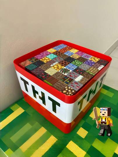Minecraft Caixa de armazenamento Minecraft 1 peça, caixa de presente de Natal, caixa de embalagem, suprimentos para festas de minerador em estilo pixel, adequada para armazenar itens pessoais, decorações para festas de minerador em estilo pixel, decorações para festas de aniversário, Natal, quarto, carro e caixa de armazenamento para mesa.