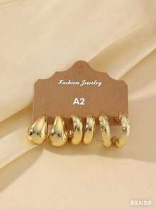 Nuevo conjunto de pendientes de forma de lágrima con diseño retorcido grueso y dorado, adecuado para mujeres. Pendientes de metal geométricos redondos de moda, conjunto de pendientes de círculo vintage exagerado y creativo