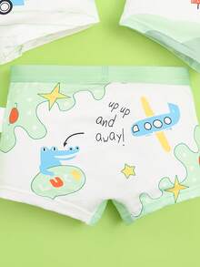 4pcs/Pack Boys Underwear, Breathable Cartoon Crocodile, Car, Helicopter Print, Boys Shorts For Toddlers, Kids, Children - Multicolor - View 5