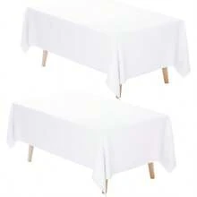 White Tablecloth Rectangle 60 X 102 Inch 2 Pack 6ft Polyester Fabric Table Cloths Rectangular Table Covers For Party Banquet Dining Birthday Wedding - White+60 x 102inch-2pack - View 1
