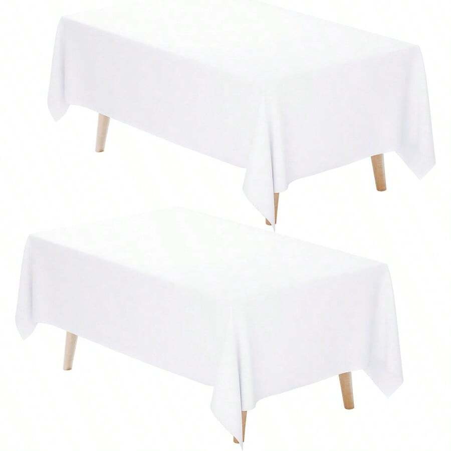 White Tablecloth Rectangle 60 X 102 Inch 2 Pack 6ft Polyester Fabric Table Cloths Rectangular Table Covers For Party Banquet Dining Birthday Wedding - White+60 x 102inch-2pack - View 1