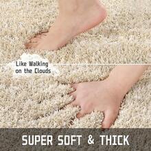 Yimobra Bathroom Rugs Non Slip Washable 24x17, Ultra Soft And Water Absorbent Bath Mats, Plush Fluffy Shower Mat Outside, Microfiber Thick Matts For Bathroom Floor/Sink, Light Gray And White