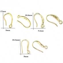 14K 镀金扁平耳线带环，黄铜耳环钩配件，耳环配件，DIY 珠宝制作配件 - Earring Hooks - 查看 7
