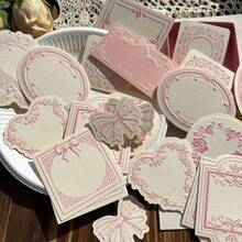 30 件/盒厚压花装饰便签，艺术压花特殊纸卡，剪贴簿材料