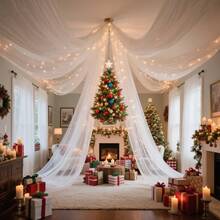 1 pieza Cortina de gasa blanca larga de múltiples usos como fondo, decoración de boda, decoración de fondo para fiesta, suministros de decoración, mantel de mesa, cubierta de mesa, tela de mesa