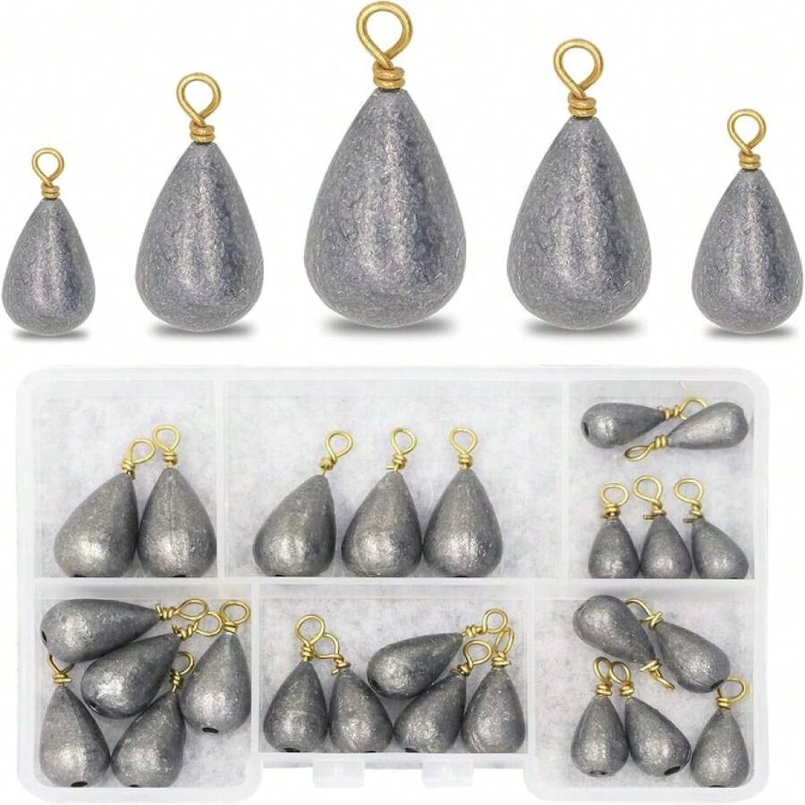 Fishing Weights Sinkers Kit, 25pcs Various Bass Casting Weights Drop Shot Sinkers Catfish For Saltwater Freshwater Fishing,20759896 - 彩色 - 查看 1