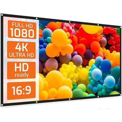 120-Inch Portable Projection Screen, Suitable For Indoor And Outdoor Use, 16:9 4K HD, Wrinkle-Free, Foldable, Applicable For Backyard, Home Theater, Double-Sided Projection