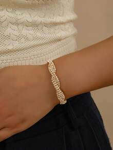 Elegant Geometric Pattern Copper Bridal Jewelry Bracelet, Wedding Season