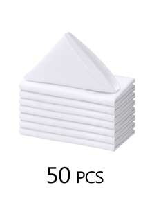 6/10/12/24/50pcs White Cloth Napkins, Size 14*14/17*17/20*20 Inches, Washable, 100% Polyester Fabric, Hemmed, Suitable For Hotels, Restaurants, Parties, Weddings And More Occasions.