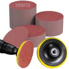 Juego de 200 Lijas Lijadora Orbital Circular 4 PuLG,Lija para Taladro con Adaptador,20 Hojas de Cada Tamaño (80/180/240/320/400/600/800/1000/2000/3000), Discos de Lija para Madera y Metal - 1 - Ver 5