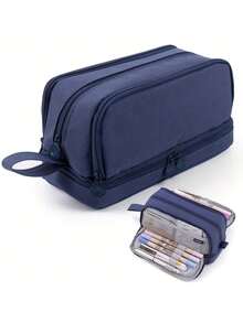 1 pieza Estuche de lápices personalizado - Nombre personalizado - Patrón de letra personalizado - Bolsa de lápices de gran capacidad y multicapa simple, duradera, útiles escolares para estudiantes - Regalo de cumpleaños, mejor regalo para niños, regalo para estudiantes - Multicolor - Ver 10