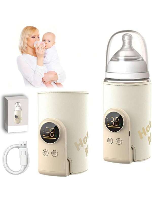 Upgrade Portable Bottle Warmer For Travel, 6 Temperature Settings With Smart Control & Night Light Display, Fast Heating, Long-Lasting Warmth 5-8H For Baby Feeding On-The-Go, Portable Travel Baby Bottle Warmer,Smart Portable Baby Bottle Warmer