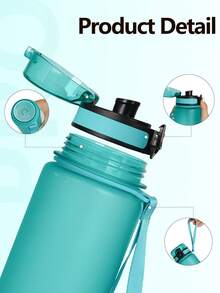 1 pieza Botella de agua portátil de 1000ml/32oz con diseño de color degradado, escala de tiempo, a prueba de fugas, vaso de bebida directo, unisex, adecuado para la escuela, el gimnasio, senderismo, camping y actividades al aire libre