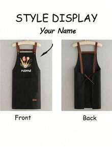 One Custom Kitchen Cooking Apron, Customizable Prints - Personalized Cooking Aprons, Customizable Logos, Chef Aprons, Name Aprons, Baker Gifts, Barbecue Aprons, Kitchen Aprons, Modern Polyester Oil-Resistant Aprons, Black Kitchen Aprons, Polyester Aprons, Suitable For Garden, Kitchen, And Housework, Perfect For Home, Restaurant, And Kitchen Cooking, Suitable For Mother's Day, Wedding Season, Graduation Season, A Gift For Family And Friends. Personalized Gift - Multicolor - View 5