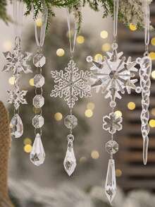 1 Set/18 Piezas, Adornos de Copos de Nieve Transparentes Navideños, Decoraciones Exquisitas para el Hogar para Decorar el Árbol de Navidad, Arreglos Escénicos DIY como Recuerdos Navideños. Decoraciones Navideñas para la Decoración del Hogar en Invierno