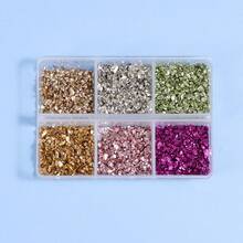 1 طقم/6 ألوان مواد حشو راتنج الإيبوكسي المسحوق من الزجاج والمعدن والحجر الملون لتزيين المناظر الطبيعية الصغيرة DIY (حوالي 45 جرام)