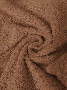 Plus Size Solid Color Crew Neck Casual Long Sleeve Knit Sweater - Brown - View 8