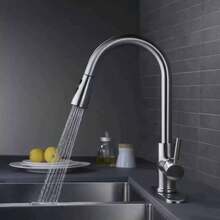 Kitchen Sink Tap, Mixer Tap With Pull-Out, 4 Modes, 360° Rotation, Flexible, High Arc, High Pressure, 1 Hole, G3/8, Single Handle Stainless Steel Taps, Nickel