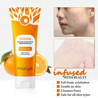 Deeply Cleansing Exfoliating Gel Contains Orange Enzyme Long-Lasting Moisture Cleanses Pores Exfoliating Gel For Both Face And Body Suitable For All Skin Types Ideal Valentine's Day Gift 1pc3.5Oz Perfect For Daily Use And Date Parties