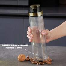 Dispensador de aceite automático de gran capacidad - Aceitera de vidrio con pico de sellado automático, sin goteo y sin residuos para la cocina, aceite, vinagre, salsa de soja