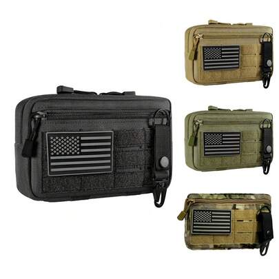 NYXIA 户外EDC狩猎工具包多功能Molle收纳包，多功能迷彩腰包零钱包，尼龙便携男士腰包，带美国国旗标志和固定扣，情人节