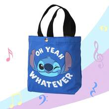 Disney 1PC Officially Licensed Stitch Canvas Bag Cartoon Cute Large Capacity Grocery Bag Fashion Tote Bag Out Party Dress Up Portable Shopping Bag Reusable Travel Work Beach Tote Bag Memorial Day Birthday Halloween Christmas Gift For Stitch Lovers - Multicolor - View 1