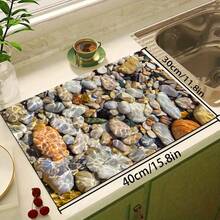 Kiesel Muster Bodenmatte, bequeme Stehunterlage, saugfähige rutschfeste leicht zu reinigende Badezimmermatte, geeignet für Küche, Esszimmer, Badezimmer, Eingangsbereich, Waschküche, Balkon, Wohnzimmer