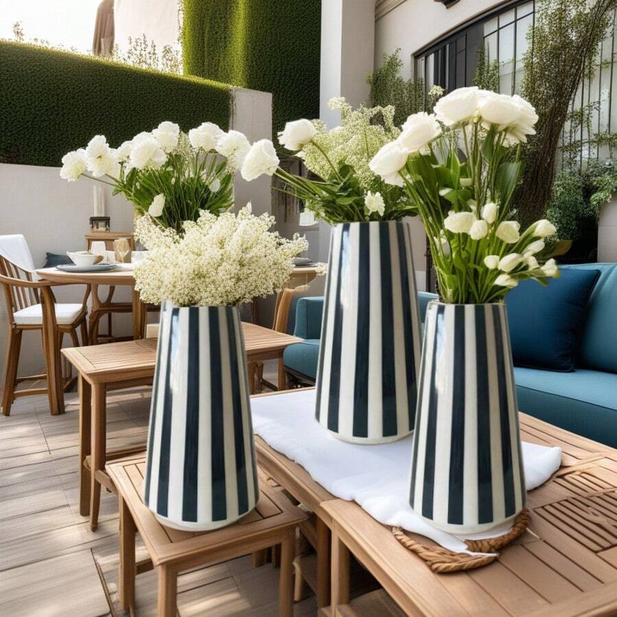 Black Striped Ceramic Vase, Suitable For Tabletop, Wedding Decoration Home Decor Room Decor Flower Vase Glass Vase