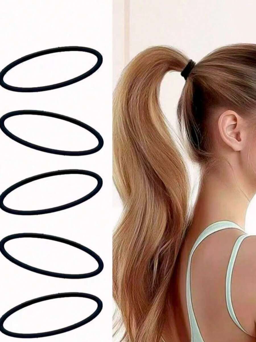 10Pcs/40Pcs/80Pcs/100Pcs High Elasticity Thick Black Hair Ties, Hair Accessories For Hairstyles, Hair Rope Scrunchies, Ponytail Holders - Hair Styling Tools, Rubber Bands, Multi-Functional Hair Accessories For Thick And Curly Hair For Women Or Men, Won't Damage Hair, Reusable, Suitable For Daily Life, Outdoor, Shower, Elastic Band, Casual Party, Work Commute, Sports, Campus, Dating, Vacation, Great Gift For Moms, Friends, Couples, Classmates ,Hair Elastics ,Hair Rubber Bands