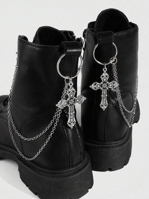 2 piezas Colgante con cadena y cruz de estilo gótico vintage, adecuado para hombres y mujeres