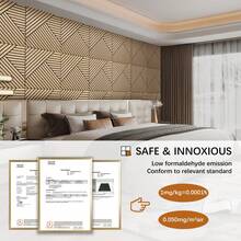 4 Packs Acoustic Wall Panels - Self-Adhesive 3D Wood Slat Wall Panel- Peel And Stick Sound Absorbing Panels For Noise Reducing - Feature Wall Decor For Home & Office