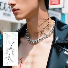 4-Pack Rocoart Lightning And Veins Temporary Tattoo Stickers - Waterproof Realistic Face And Body Paintings With Complex Lightning, Veins, And Spider Web Designs, Suitable For Halloween, Gothic Style, Bold Makeup - Long-Lasting Light Beige Stickers For Adults (Arm, Leg, Face) - Lightning Vein Tattoo Stickers 4 Pieces - View 5