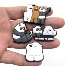 Warner Bros Three Bare Bears Warner Bros. Decoration, Slippers Decoration, Home Shoe Decoration, Shoe Accessories, Cute Cartoon Bare Bears Flower Shoe Buckle Shoe Accessories