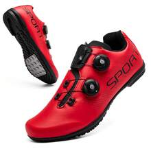 New Professional Cycling Shoes For Men And Women, Unisex Cycling Shoes, Gym Shoes, Lightweight, Anti-Slip And Wear-Resistant, Outdoor Cycling Shoes Sports Shoes. - Red - View 3