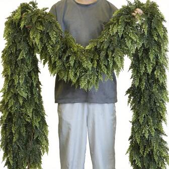 Christmas Decorations - 6 FT Artificial Cedar Garlands, Real Touch Winter Cedar Cypress Garland, Green Artificial Greenery Pine Garland For Table, Mantle, Wall, Stairs, Handrail, Fireplace, Window, Wall, Front Door Porch, Faux Fake Full Cedar Pine Garland For Holiday Indoor, Outdoor Xmas Decor, Realistic Fake Vine For Kitchen Bedroom Living Room Home Room Decor, Artificial Plants For For DIY Christmas Wreaths