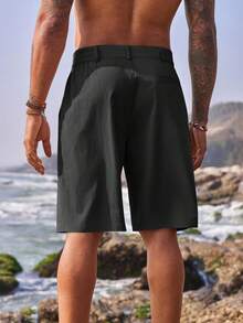 RefinAtti Men's Flat Front Chino Golf Shorts Casual Cotton Dress Work Shorts - màu đen - Xem 2