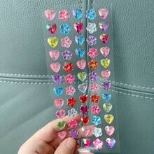 60pcs Colorful Synthetic Gem Stickers - 3D Shiny Self-Adhesive Reusable Decorative Stickers, Suitable For Decorating Phones, Laptops, Tablets, Birthday Gifts, Craft Materials, Assorted Colors, 3D Effect, Glossy Surface, DIY Projects, [Random Style With Color Difference] - Multicolor - View 5