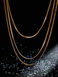 1pc Fashionable Minimalist Extra Long Golden Stainless Steel Snake Bone Necklace, Layered Wear For Sweaters, Suitable For Women's Daily, Festival, Party Matching And Gift