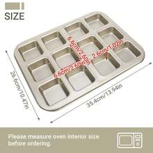 Khuôn vuông 6/12/48 Khuôn bánh mì nướng mini Khuôn bánh mì cổ điển Khay nướng chống dính, Khay nướng nhiều ngăn dùng tại nhà, Khay nướng bánh mini - Vàng - Xem 9